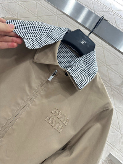 25fw Plaid collar zipper jacket jacket