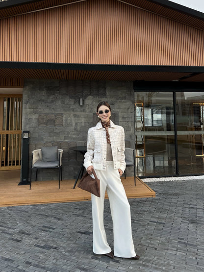 Woolen tweed collar jacket