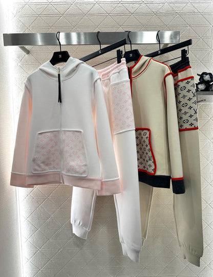 25fw Hooded Jacquard Coat Pants Set