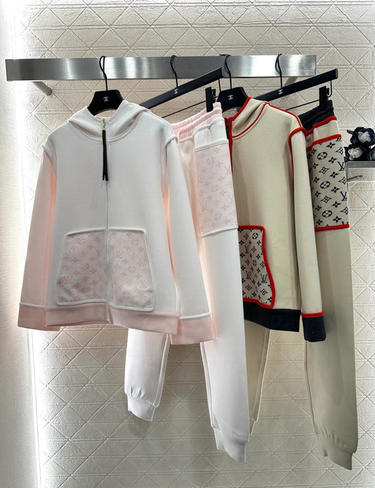 25fw Hooded Jacquard Coat Pants Set