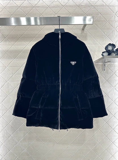 Hooded waist down jacket