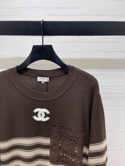 Striped pullover long sleeved sweater