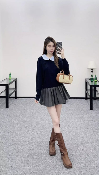 25fw Color blocking knitted long sleeves