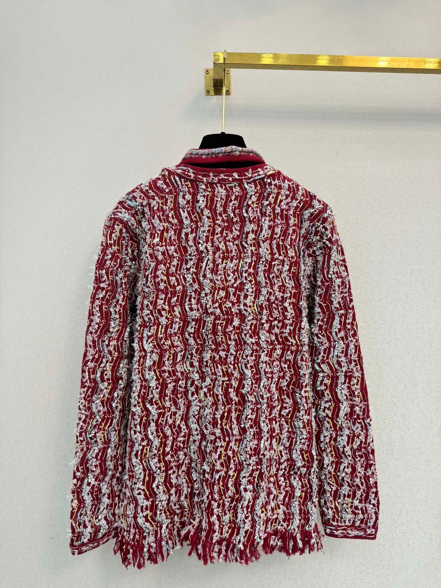 Red tassel knitted cardigan