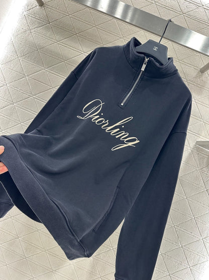 25fw Zipper embroidered hoodie