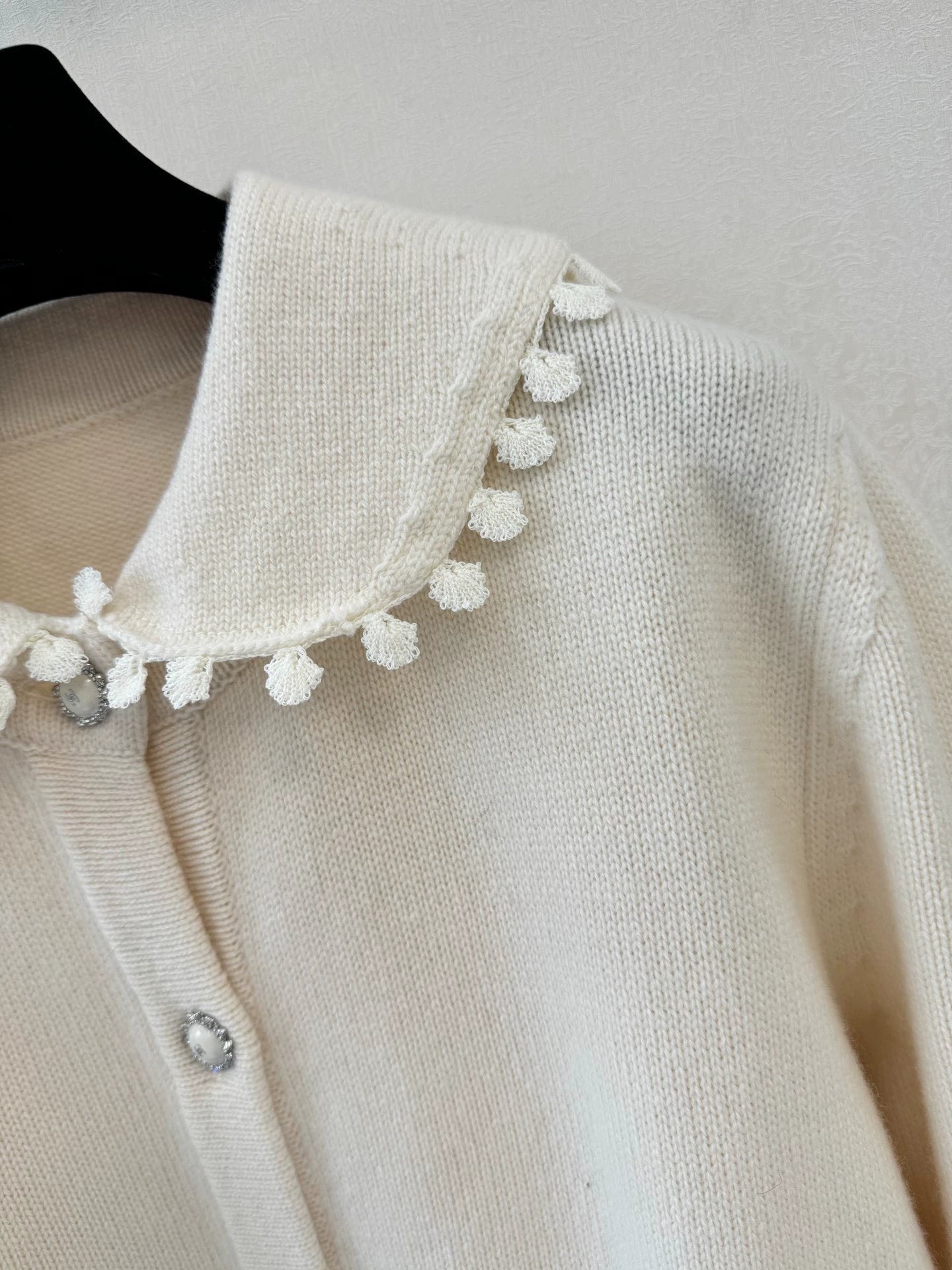 Pearl lace knitted cardigan