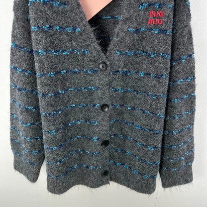 25fw V-neck striped cardigan