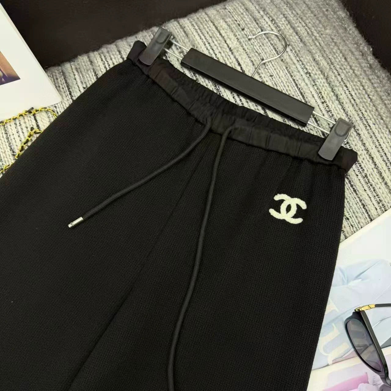 Wool knitted straight leg pants