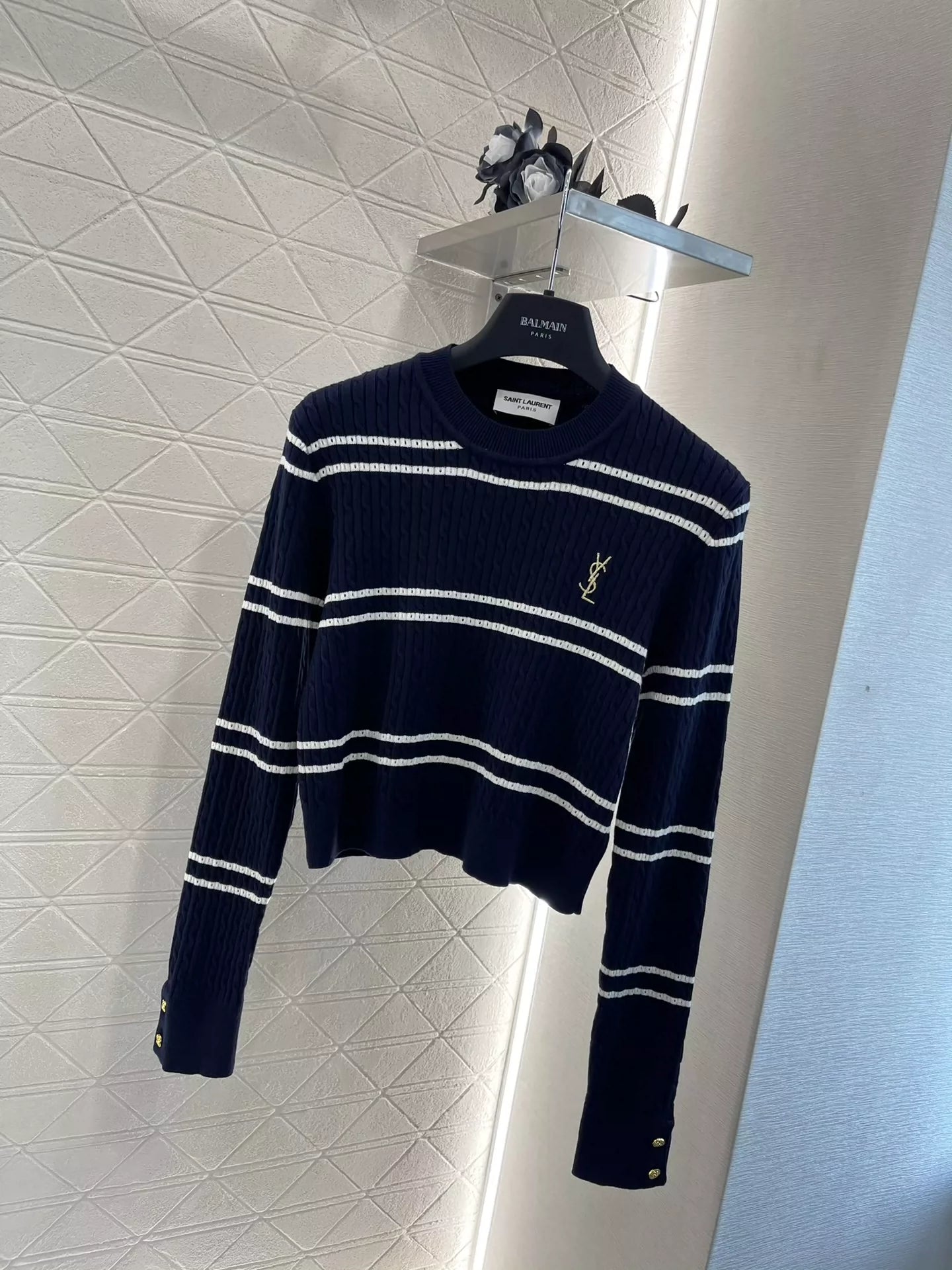 25fw Striped knitted top