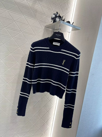 25fw Striped knitted top