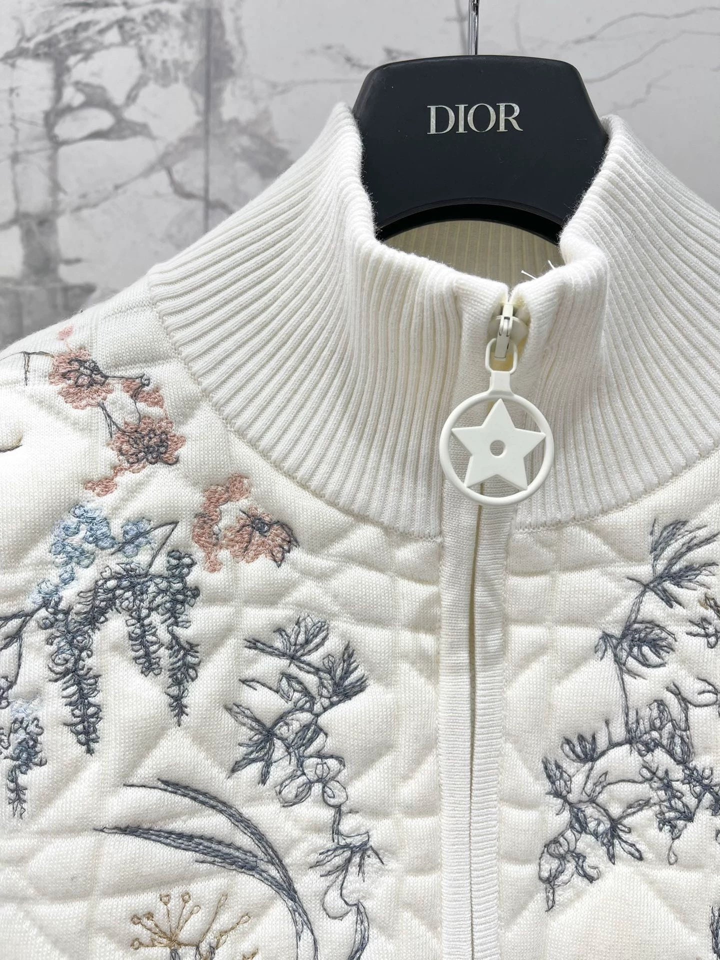 Vine patterned embroidered knitted cardigan