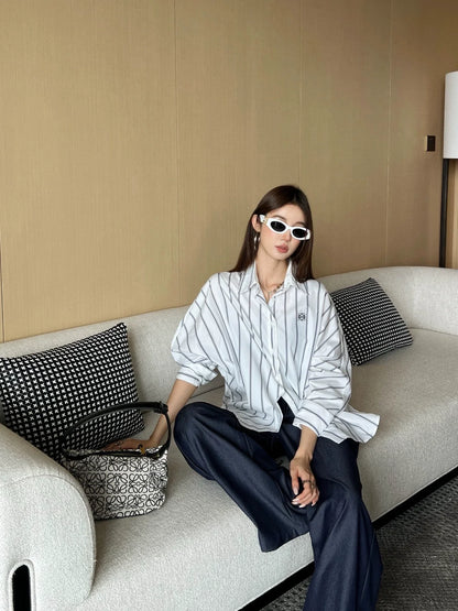 25fw Embroidered bat sleeve shirt