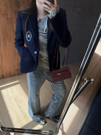 Coarse woolen pocket embroidered suit