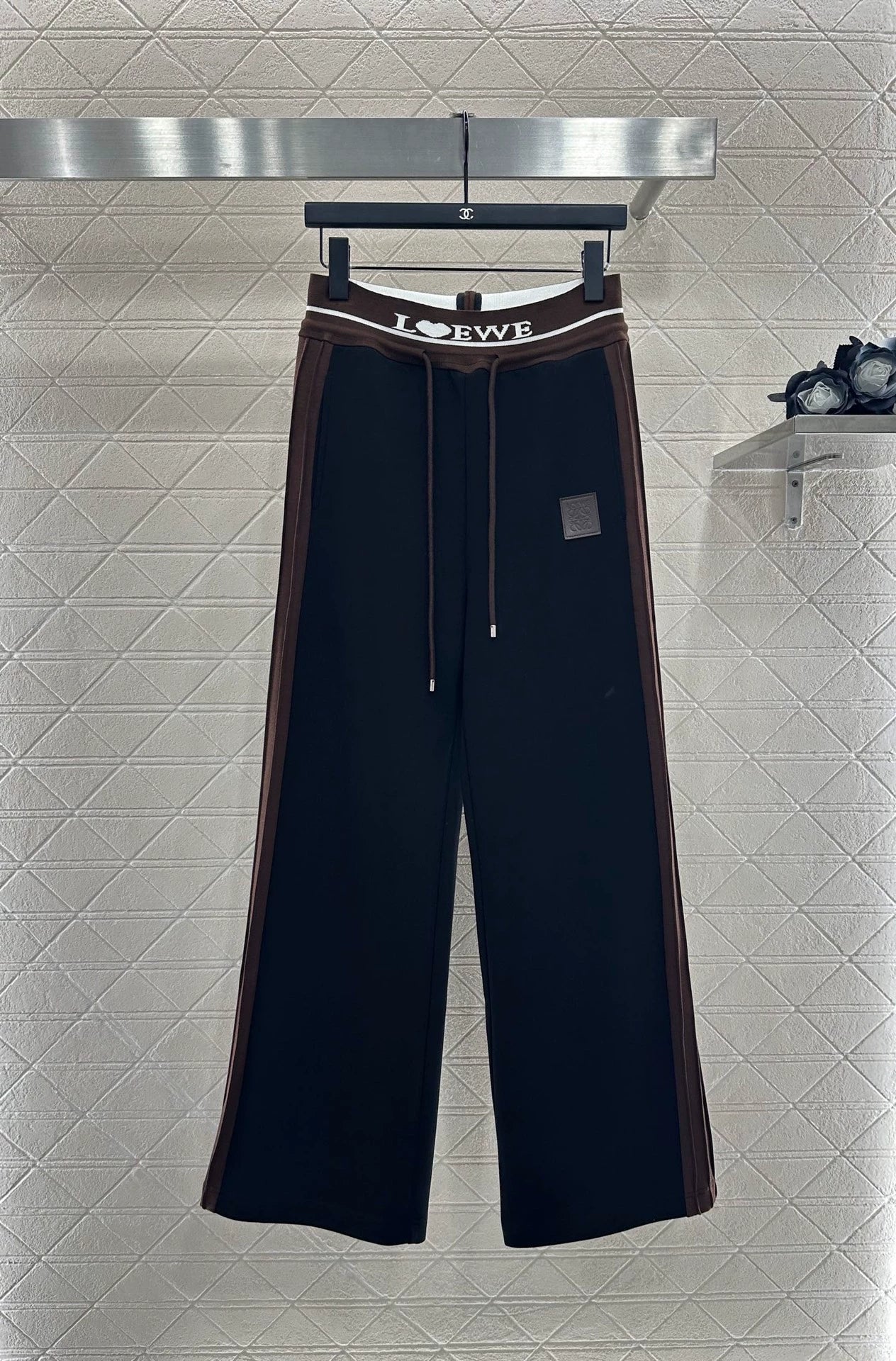 25fw Drawstring webbing wide leg pants