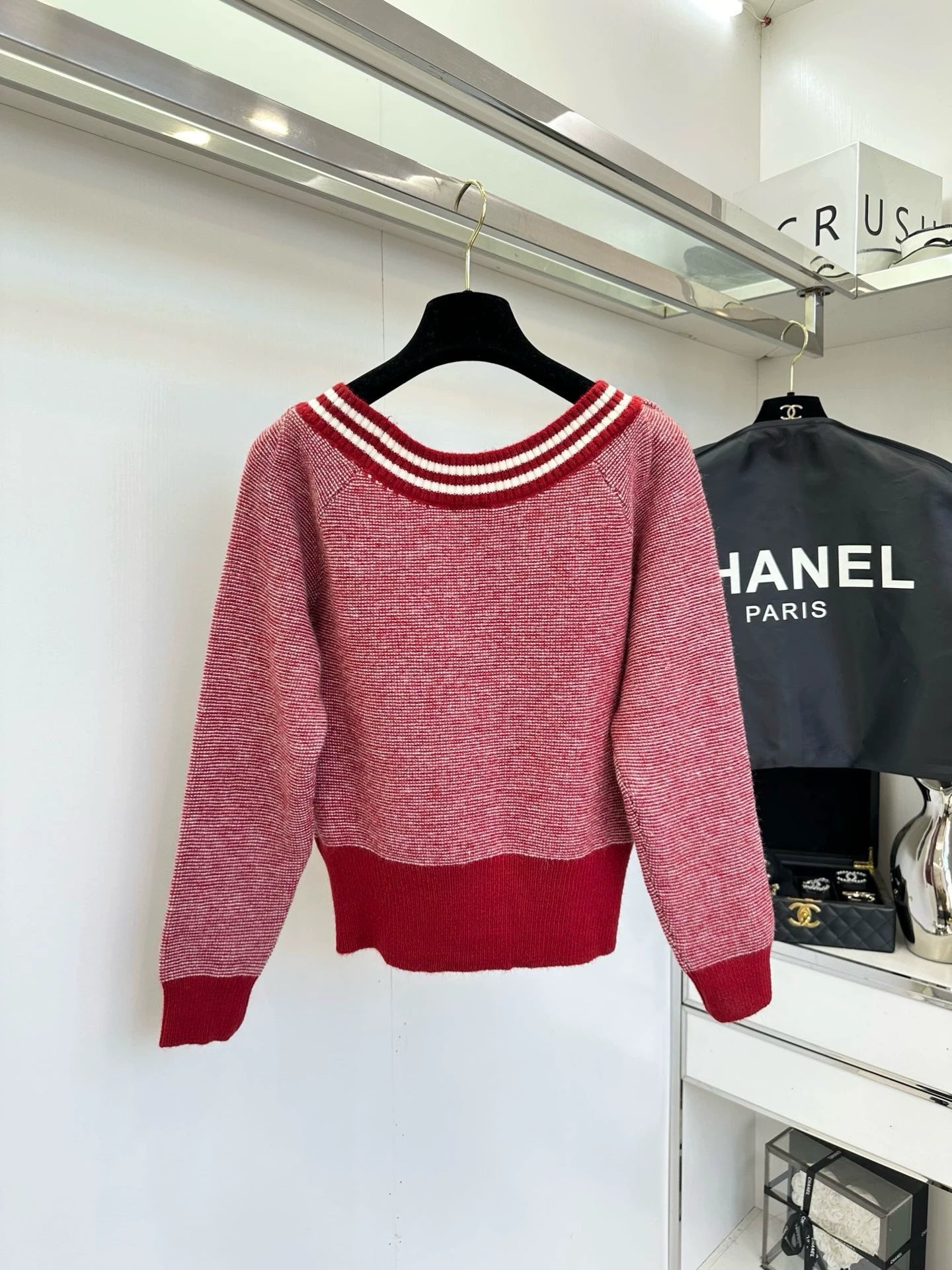 25fw Striped large round neck sweater