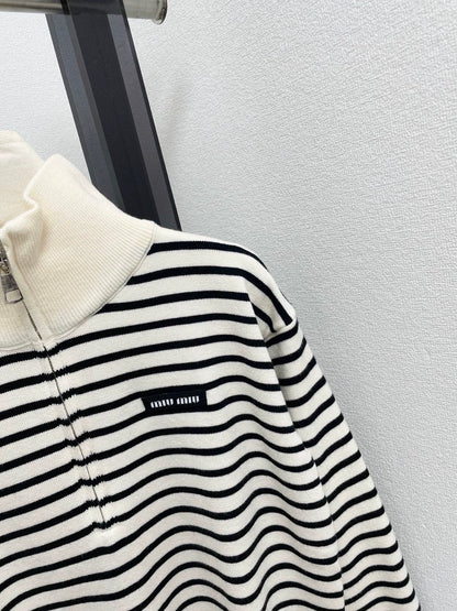 25fw Striped Half Zipper POLO