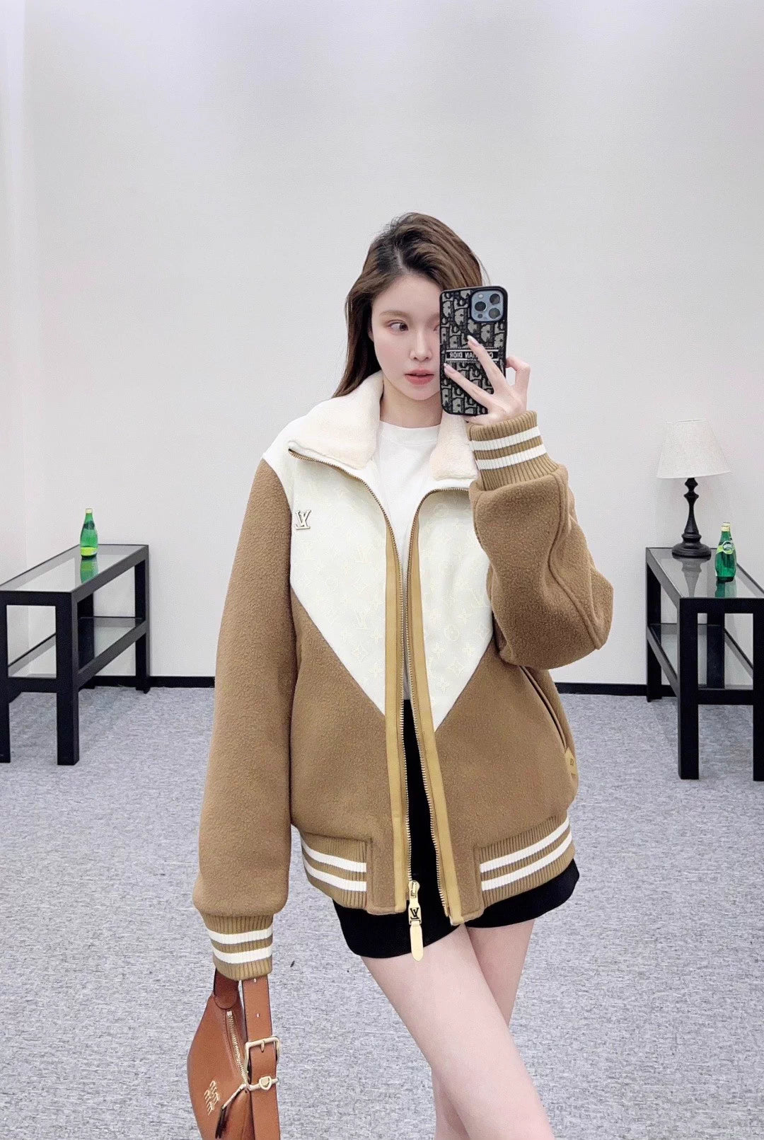 Printed Color-Blocked Down Jacket