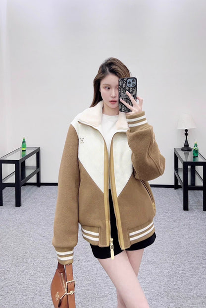 Printed Color-Blocked Down Jacket