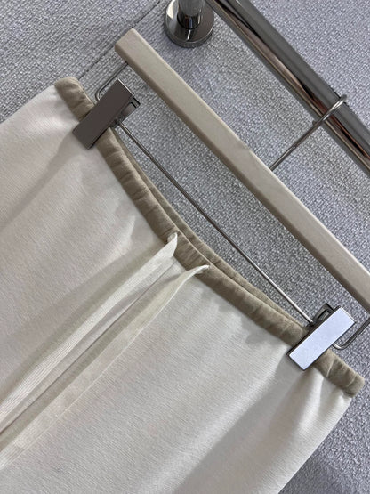 Drawstring casual wool wide leg pants