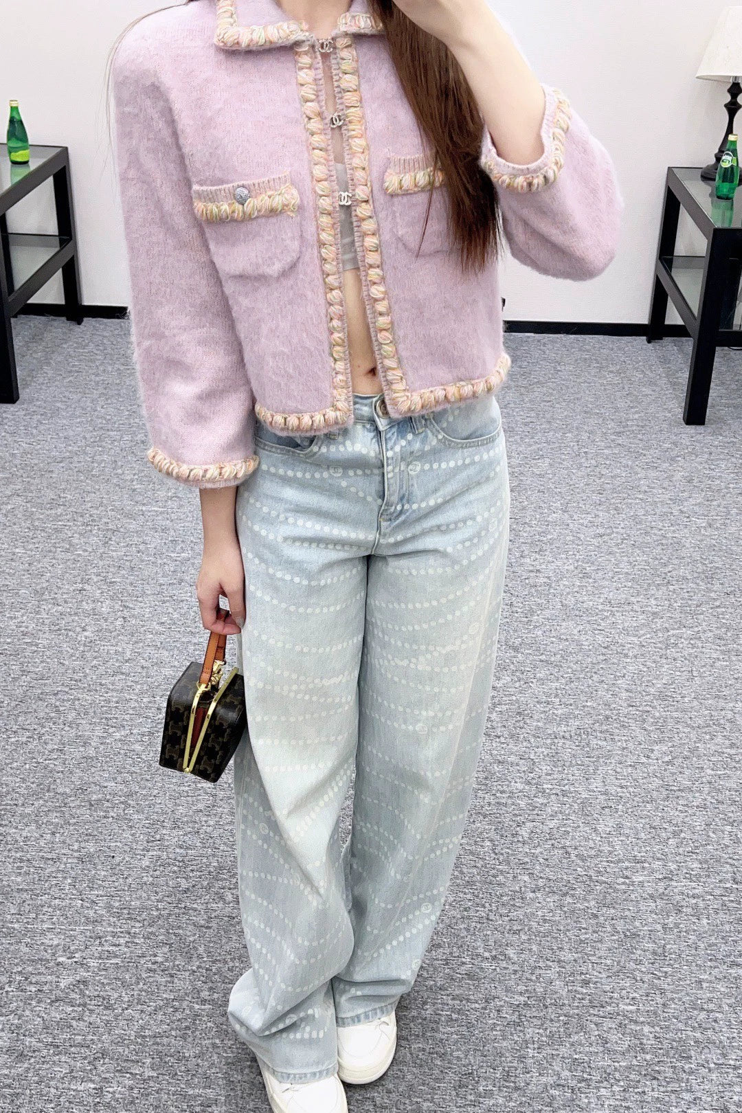 25fw Knitted edge tied knitted cardigan