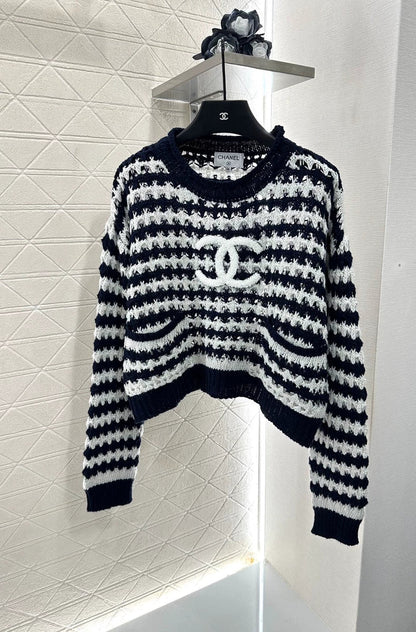 25 Striped Letter Knit Sweater