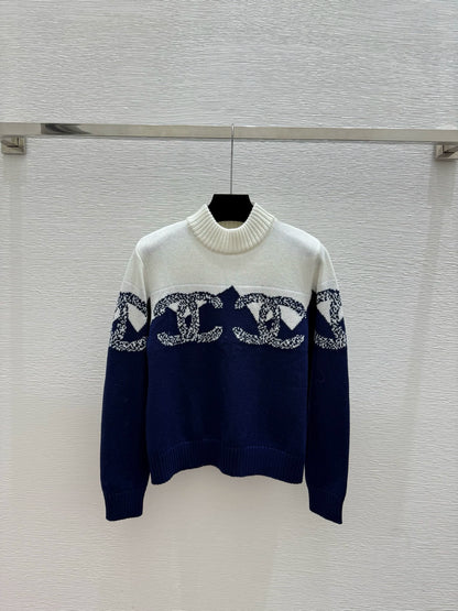 Color blocked knitted pullover sweater
