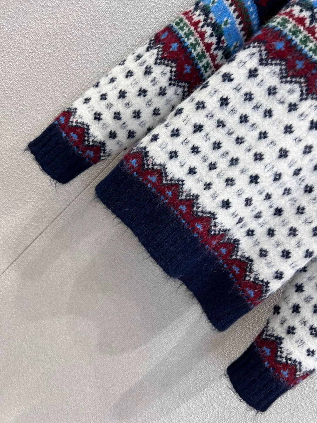 Ethnic style high necked knitted sweater