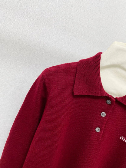 25fw Alphabet jacquard lapel half cardigan