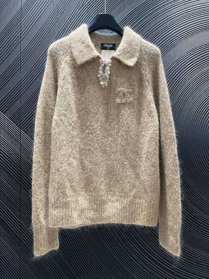 25fw Nail bead lapel sweater（Medieval Series）