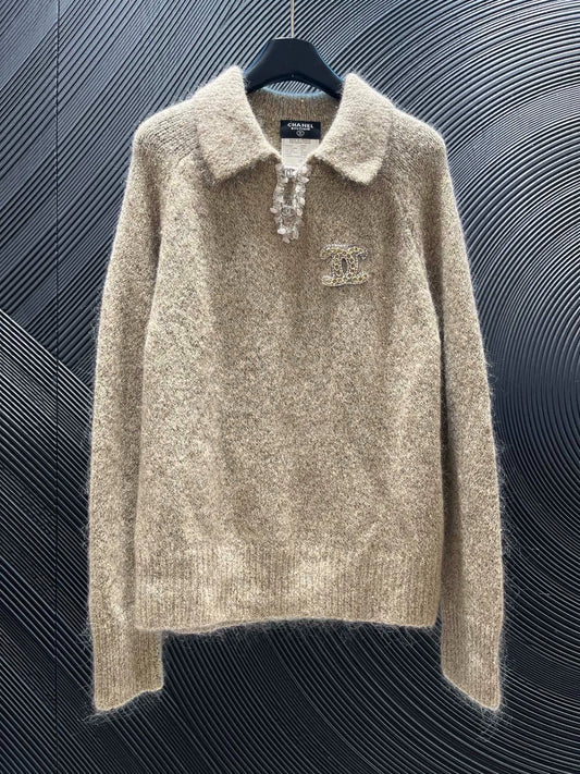 25fw Nail bead lapel sweater（Medieval Series）