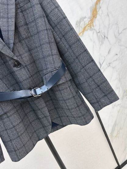 25fw Blue plaid blazer