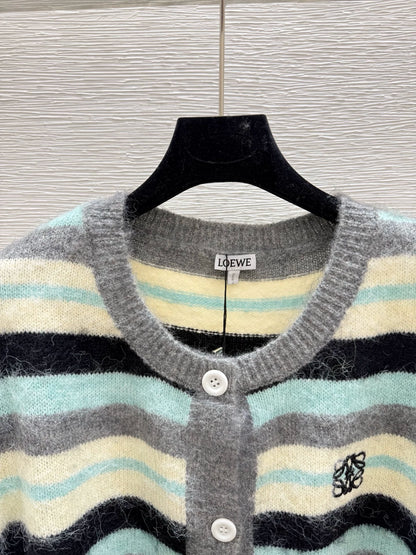 25fw Striped knitted cardigan