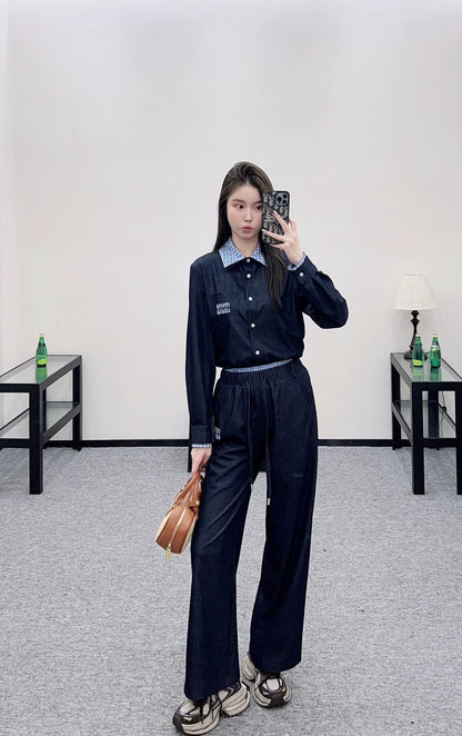 25fw Cowboy patchwork shirt and pants set