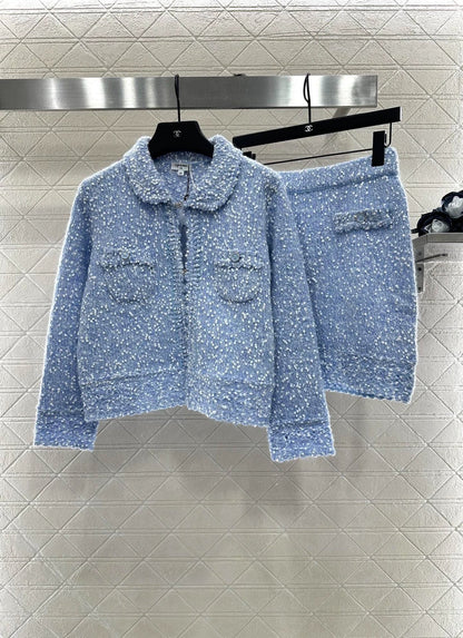 25fw Grain lace knitted cardigan and skirt set