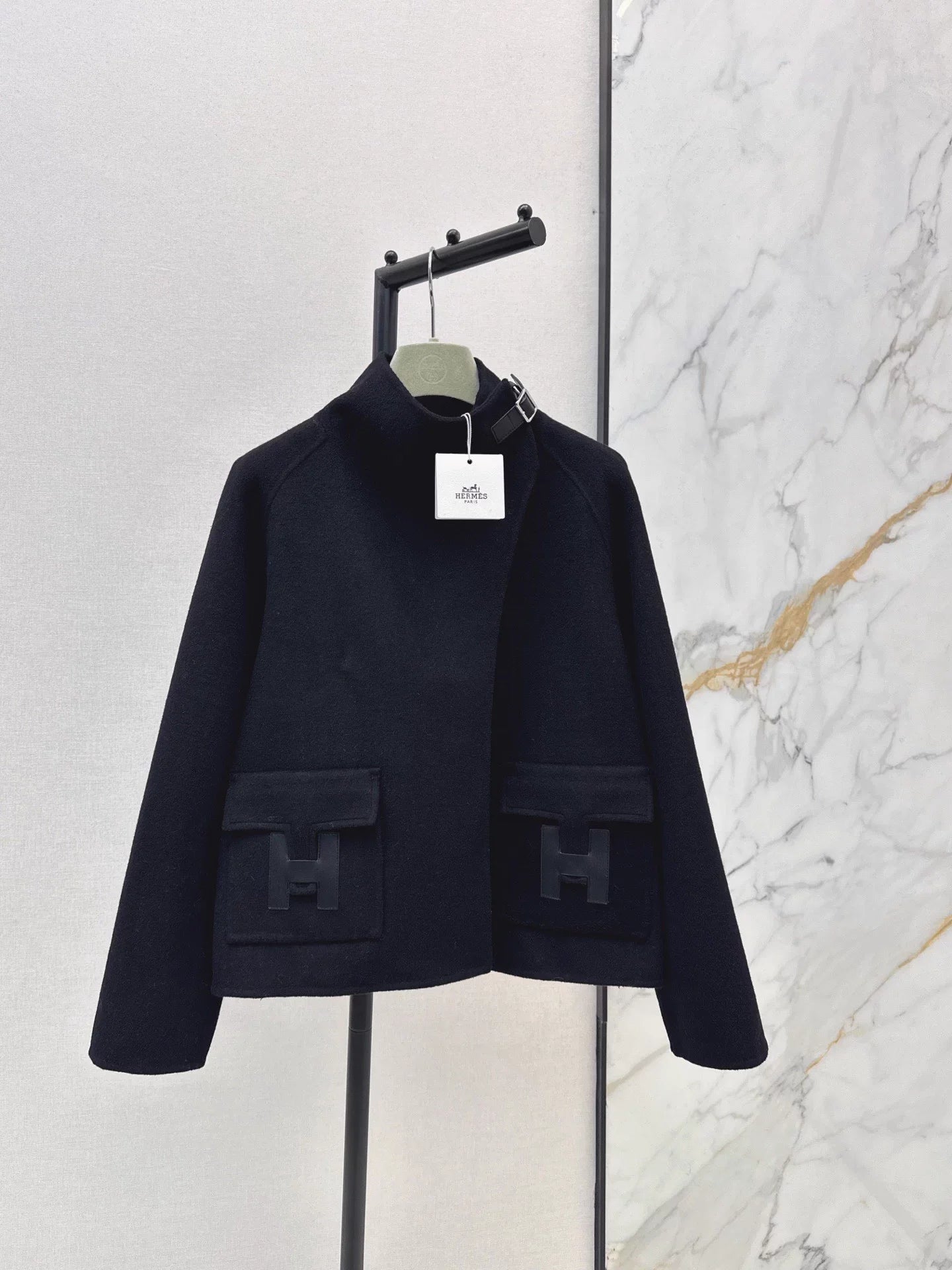 Double-sided wool stand-up collar coat