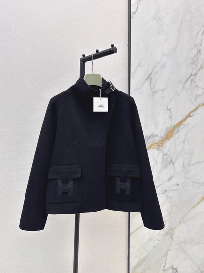 Double-sided wool stand-up collar coat