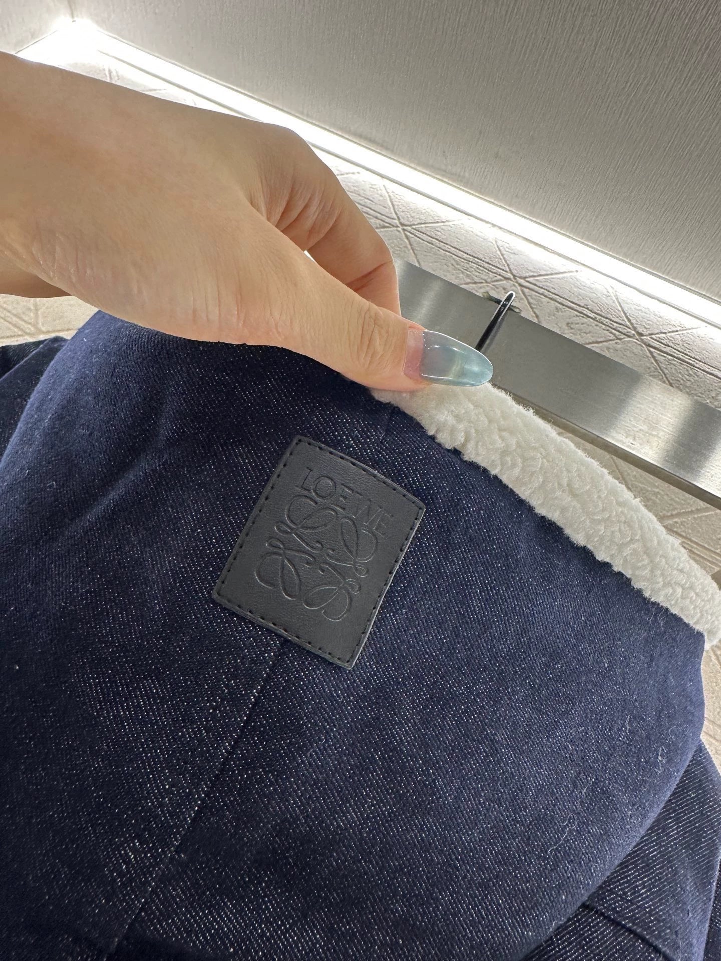 Hooded plush denim cloak jacket