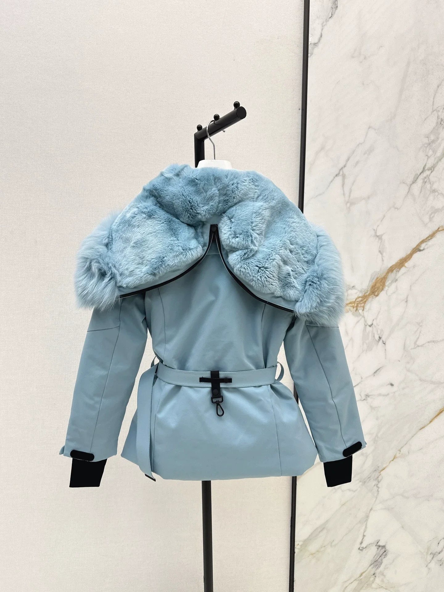 25fw Waist up big fur collar down ski jacket