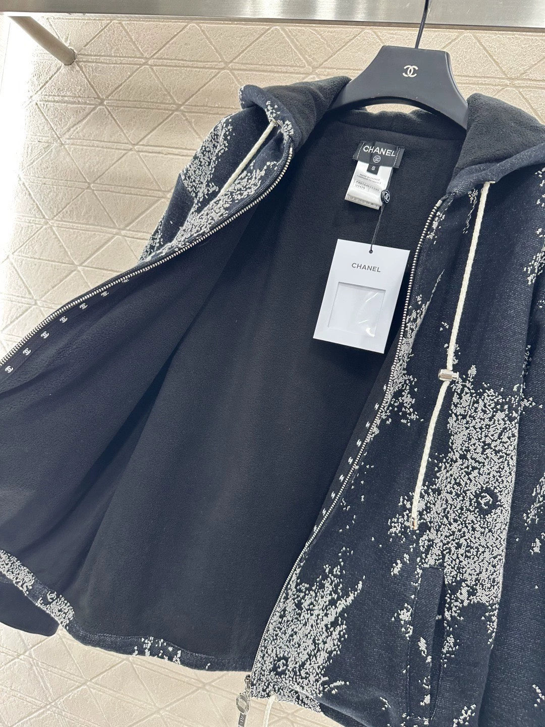 25fw Hooded hook flower and velvet jacket