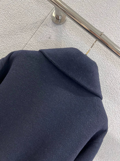 Pig nose button medium long cashmere coat