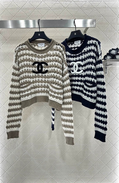 25 Striped Letter Knit Sweater