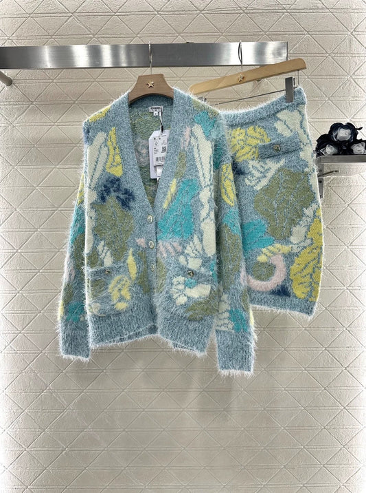 25fw Seahorse fur cardigan and skirt set