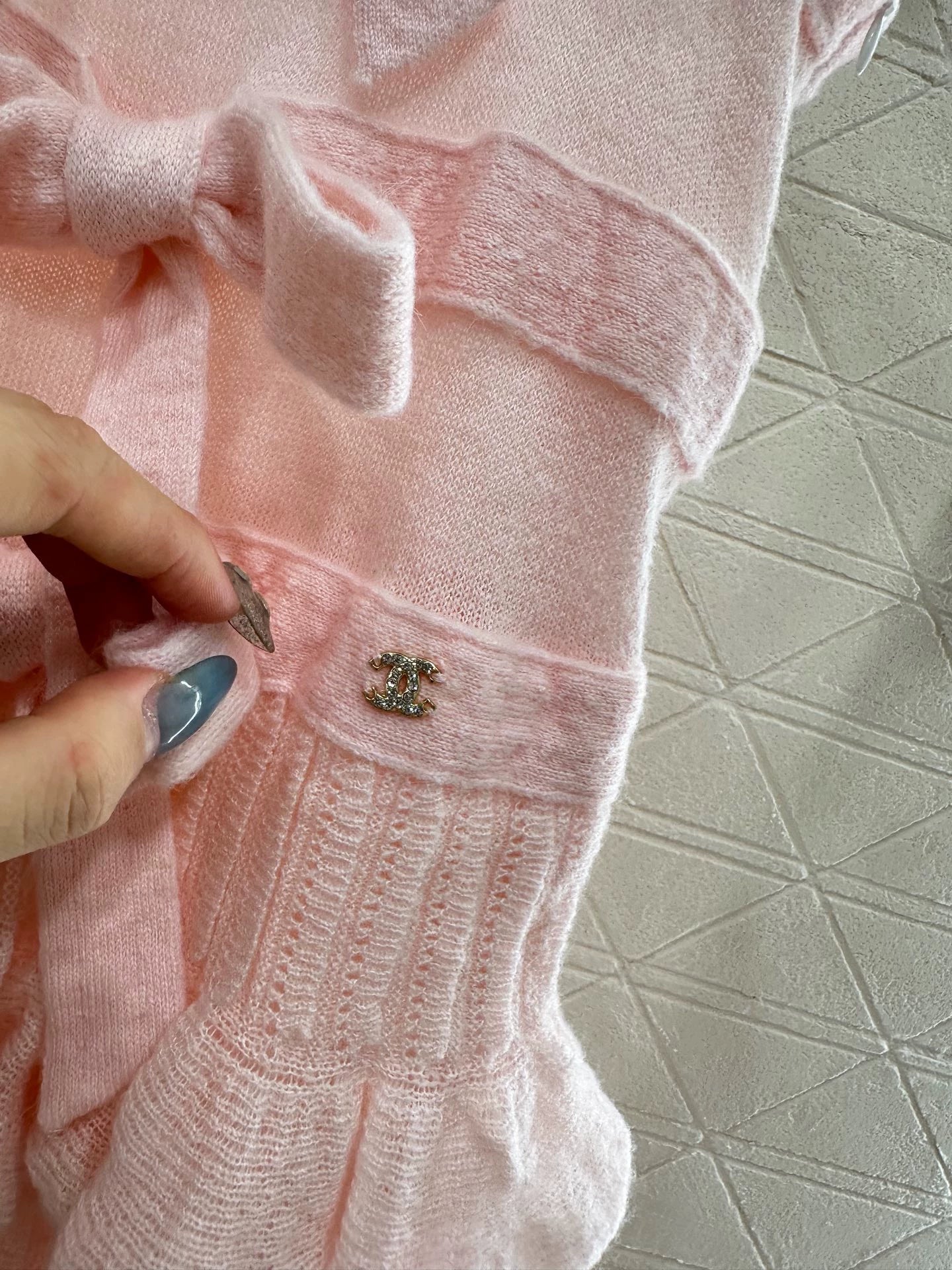 Layered cake bow knitted camisole skirt