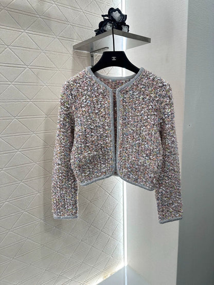 25 Knitted tweed cardigan and skirt set