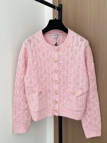 25fw Double C flower button wool cardigan