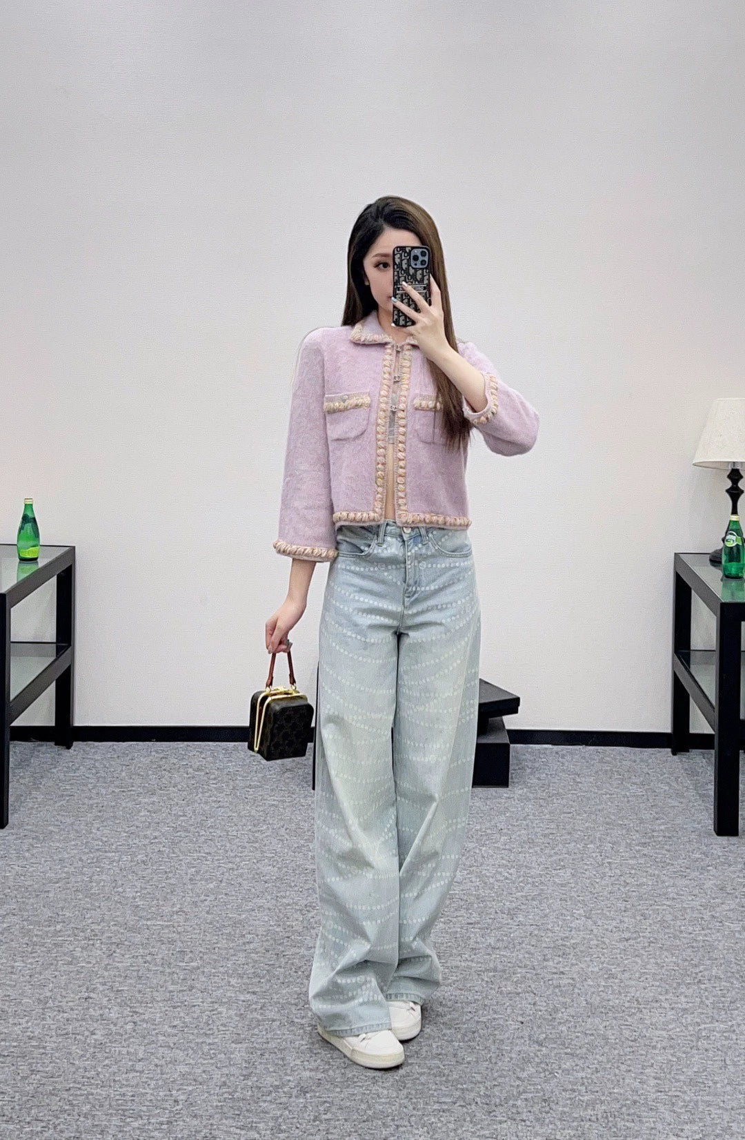 25fw Knitted edge tied knitted cardigan