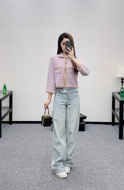 25fw Knitted edge tied knitted cardigan