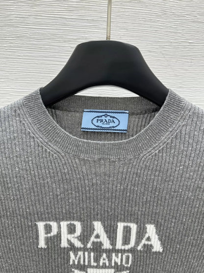 25 Early Spring New Round Neck Colorblock Letter Knitted Short Sleeve