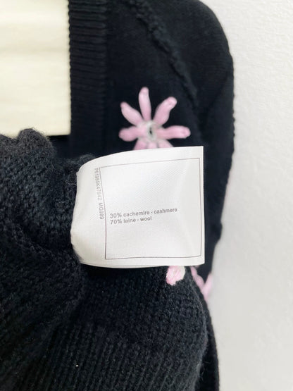 V-neck cardigan flower embroidery knitted cardigan