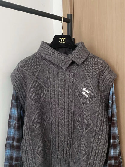 25fw Two tone long sleeved patchwork